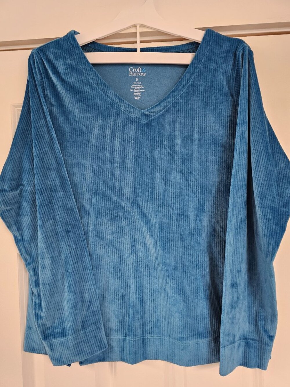 2 piece set - Croft&Barrow Women's Plush Knit Corduroy, Teal Blue, Top and Pants